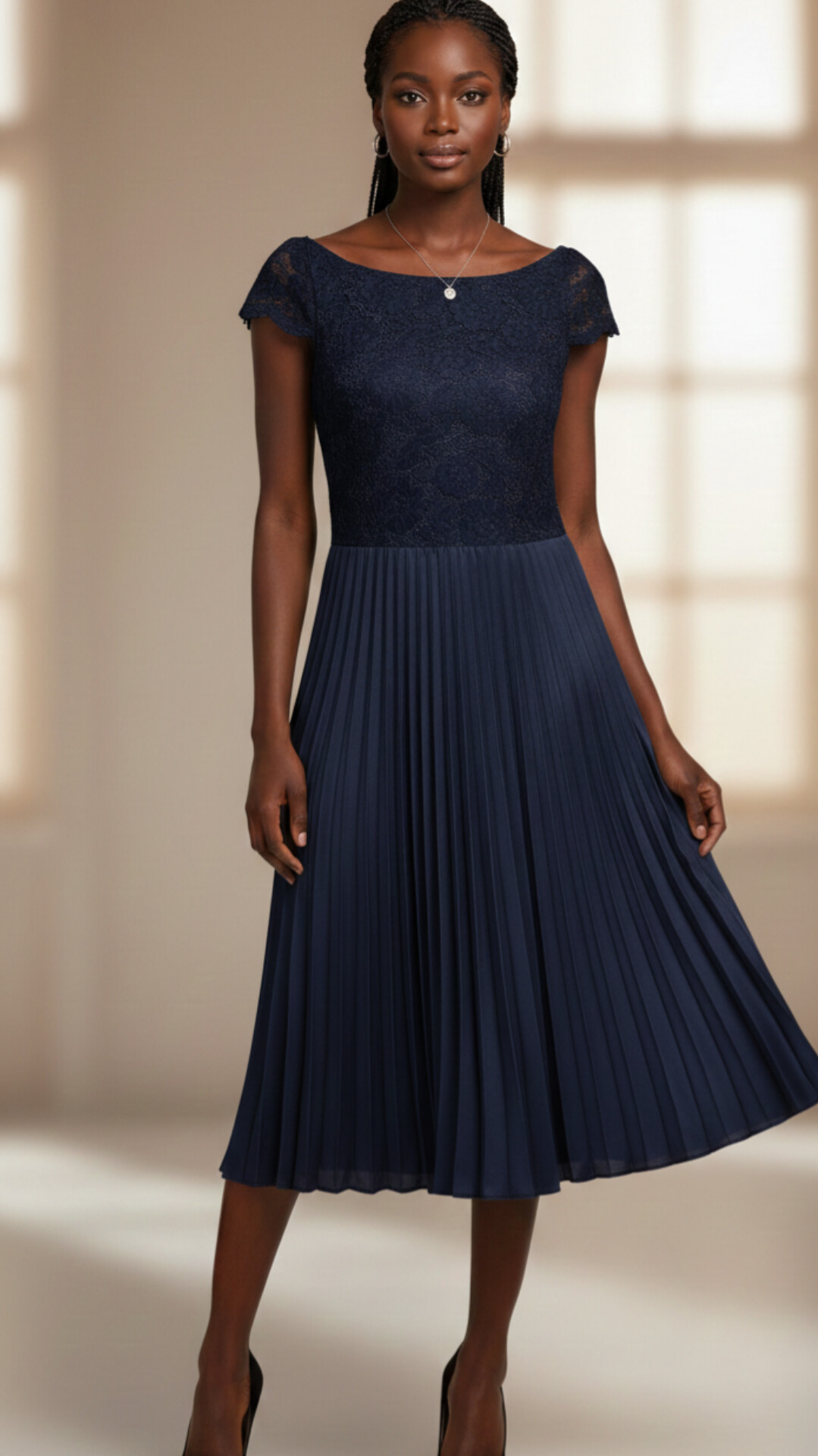 تصویر پیراهن مجلسی گیپور آستین کوتاه دخترانه از برند H&M سوئد 