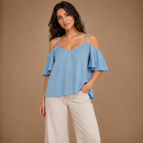 شومیز آستین کلوش سرشانه باز برند boohoo هند