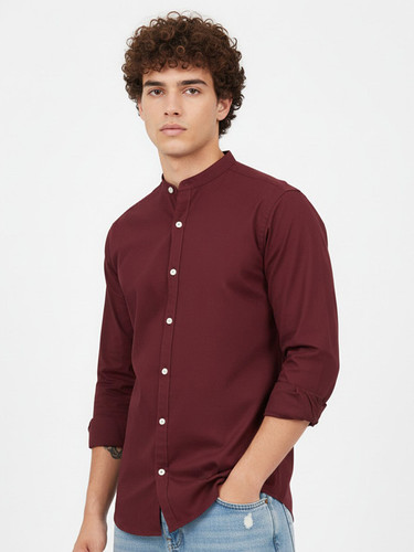 پیراهن مردانه آستین بلند اسوس asos یقه دیپلمات بورگوندی سایز M