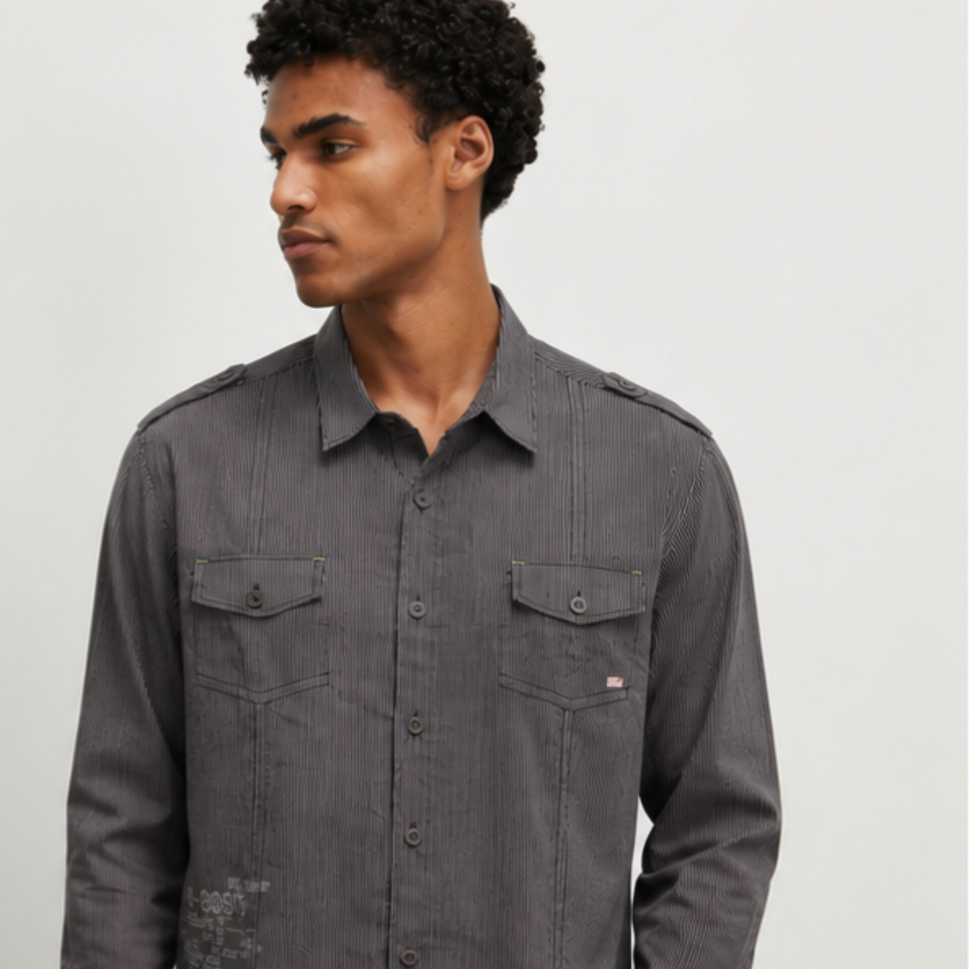 پیراهن کتان طبیعت گردی آستین بلند مردانه برند River Island