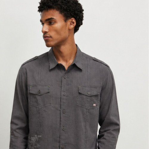 پیراهن کتان طبیعت گردی آستین بلند مردانه برند River Island