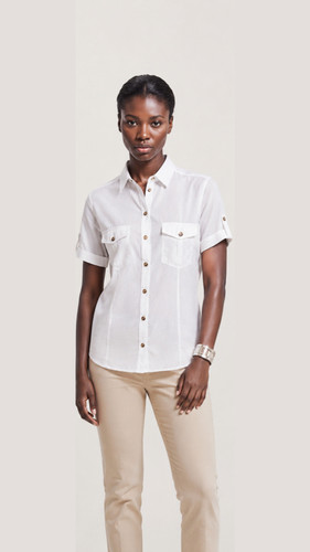 شومیز کتان اسلیم فیت زنانه آستین کوتاه از برند H&M