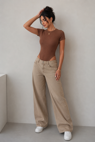 بادی تیشرتی یقه گرد کبریتی کشبافت زنانه فری سایز برند ZARA
