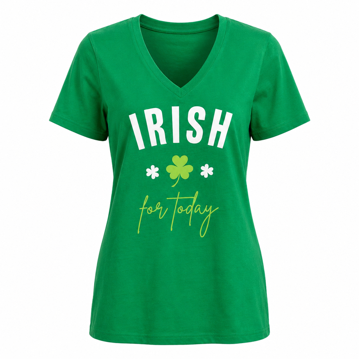 تی‌شرت یقه هفت زنانه طرح گل شبدر IRISH - رنگ سبز