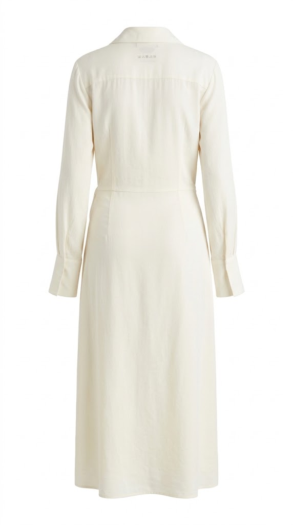 پیراهن ماکسی رپ کمردار یقه برگردان H&M شیری سایز XL