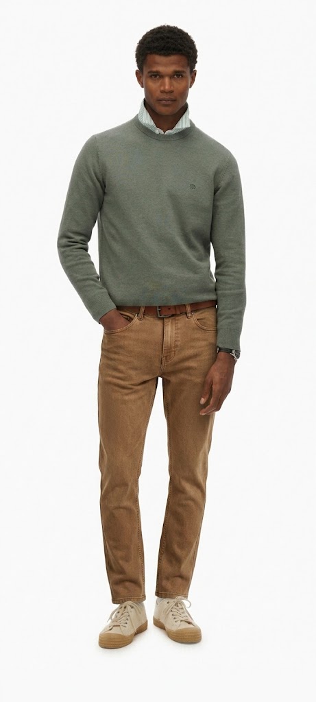 شلوار کتان مردانه اسلیم فیت سوپردری (Superdry) - رنگ قهوه‌ای خاکی / Tan