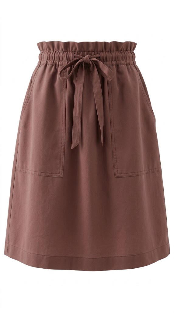 دامن لینن زنانه H&M اورجینال(کمر کش و بند‌دار)