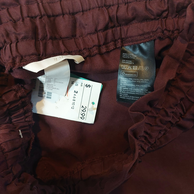 دامن لینن زنانه H&M اورجینال(کمر کش و بنددار)