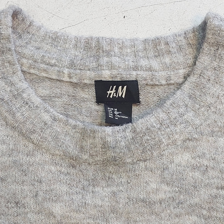 پلیور بافت یقه گرد اچ اند ام (H&M) طوسی ملانژ