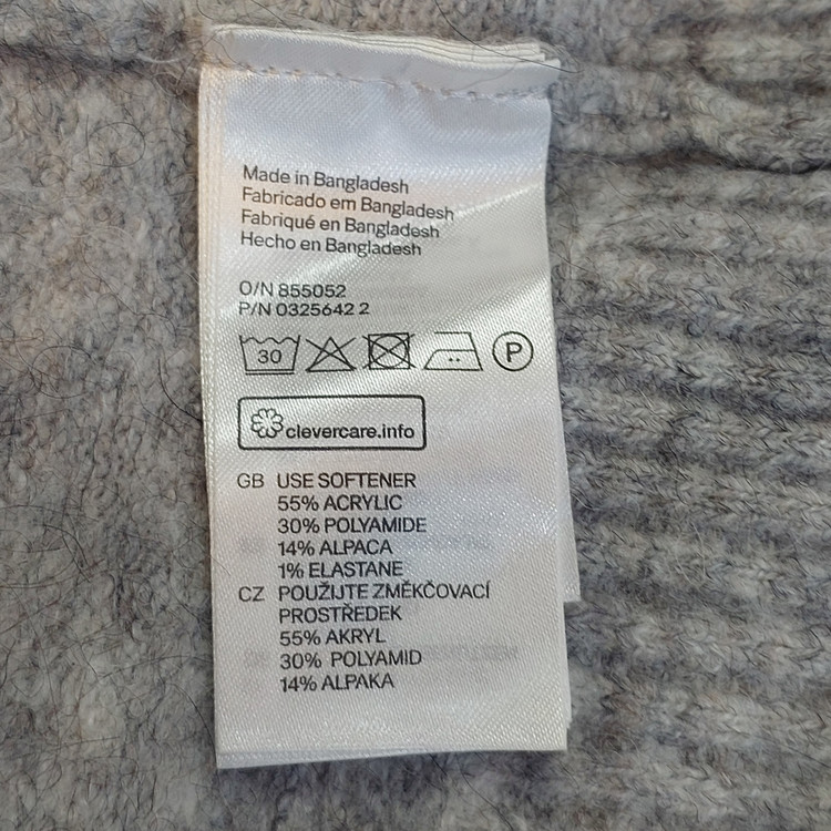 پلیور بافت یقه گرد اچ اند ام (H&M) طوسی ملانژ