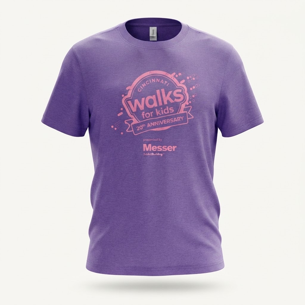 تیشرت اورسایز بدون دوخت بغل تولکس بنفش طرح Cincinnati Walks for Kids