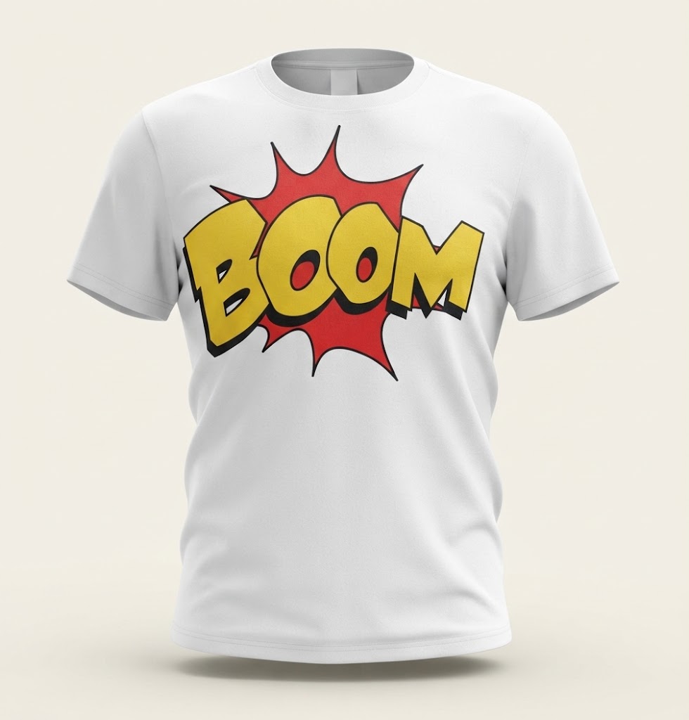 تیشرت آستین کوتاه مردانه پریمارک طرح BOOM سفید سایز L