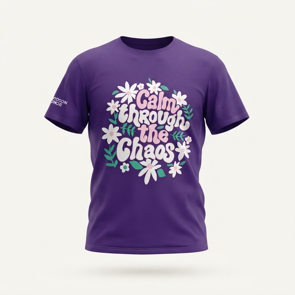 تیشرت لانگ مردانه گیلدان بنفش طرح گل و عبارت Calm Through the Chaos سایز XL