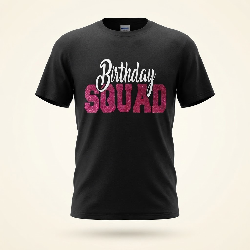 تیشرت مردانه گیلدن مشکی طرح Birthday Squad سایز 2XL