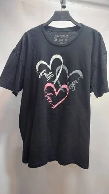 تیشرت مشکی بدون دوخت بغل طرح قلب Love Faith Hope سایز XL
