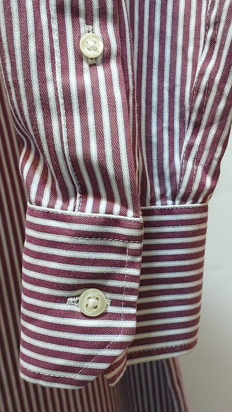 پیراهن مردانه آستین بلند M&S Collection مدل Pure Cotton Non Iron راه راه آلبالویی