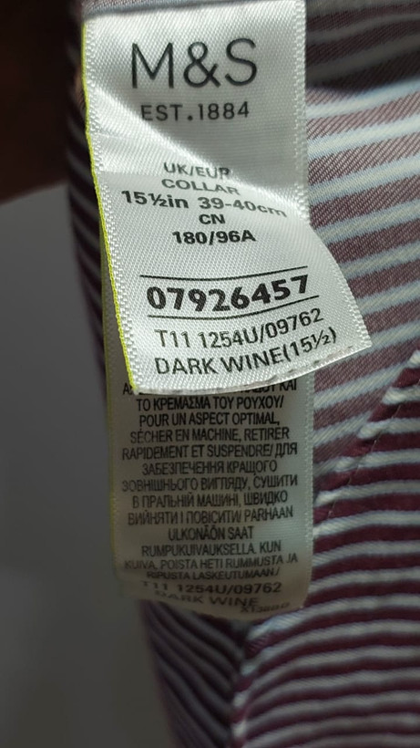 پیراهن مردانه آستین بلند M&S Collection مدل Pure Cotton Non Iron راه راه آلبالویی