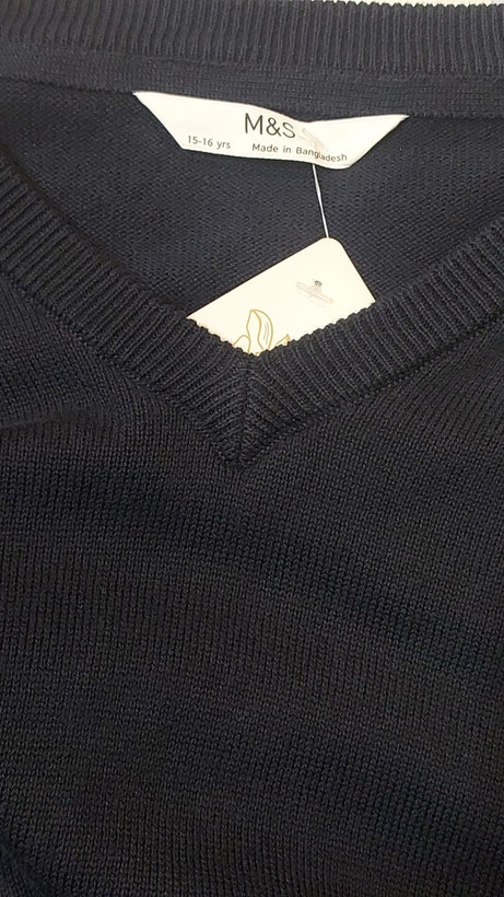 پلیور بافت یقه هفت سرمه ای تیره M&S