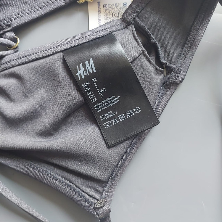 سوتین بیکینی زنانه H&M خاکستری براق حلقه دار سایز EUR 32