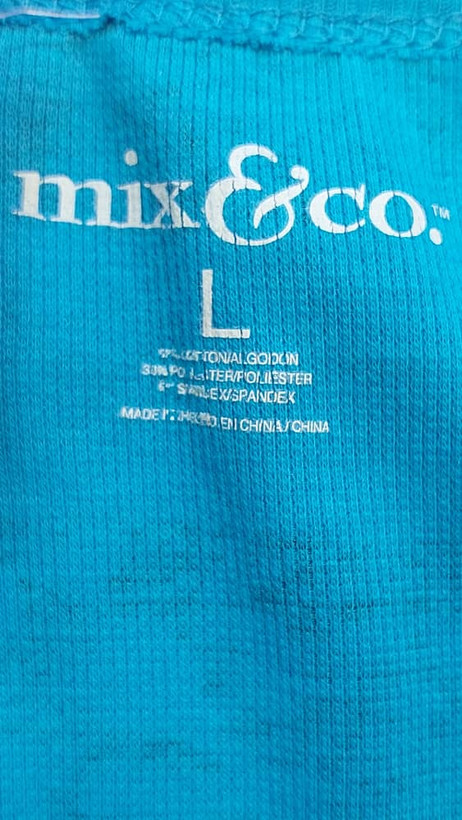 تاپ رکابی زنانه میکس اند کو آبیmix & co طرحدار سایز L