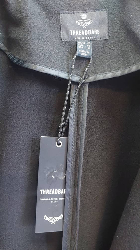 پالتوی بلند کلاسیک زنانه برند تریدبیر (Threadbare) مشکی سایز 20